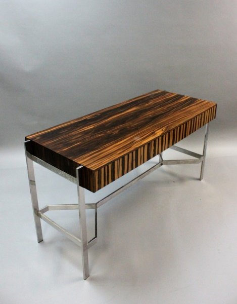 1980's Harvey Probber  Zebra Wood & Chrome Desk (1 of 8)