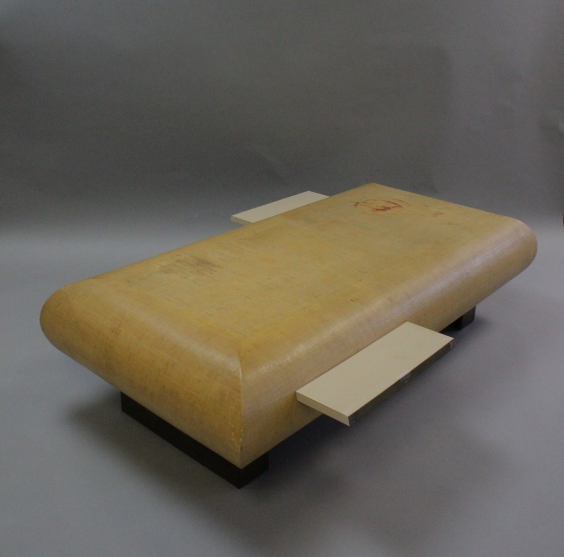 Karl Springer Raffia & Brass Footed Coffee Table (1 of 10)