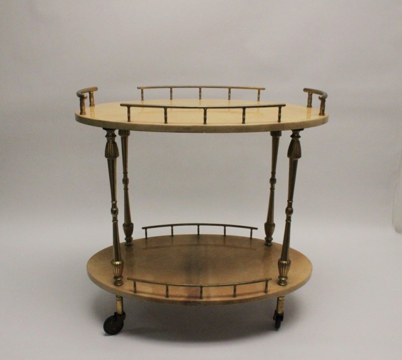 Aldo Tura Small Tea Cart w/ Goat Skin Finish (1 of 9)