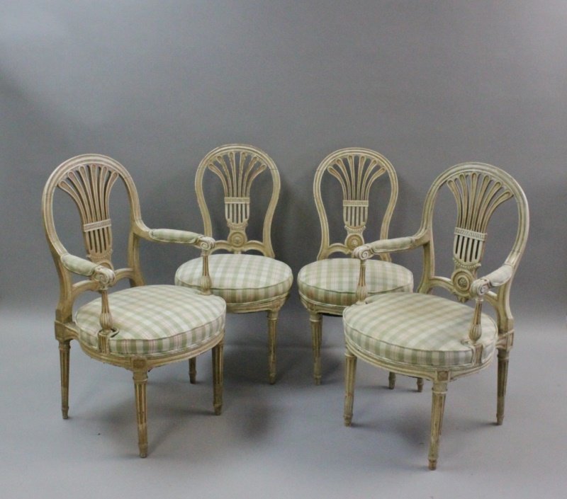 (4) Early 19thC French Louis XVI Dining Chairs (1 of 10)