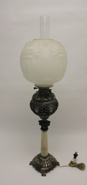 19th C Onyx and Cast Metal Banquet Lamp (1 of 6)