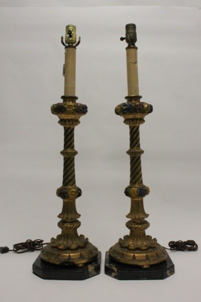 (2) Arts & Crafts Era Bronze Pricket Table Lamps (1 of 7)