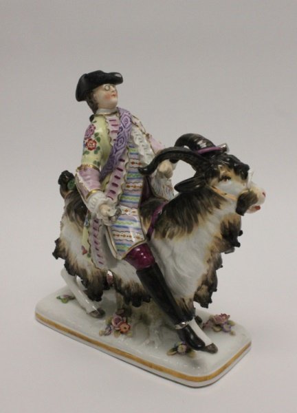 19thC Sitzendorf Porcelain Figure Tailor & Goat (1 of 10)