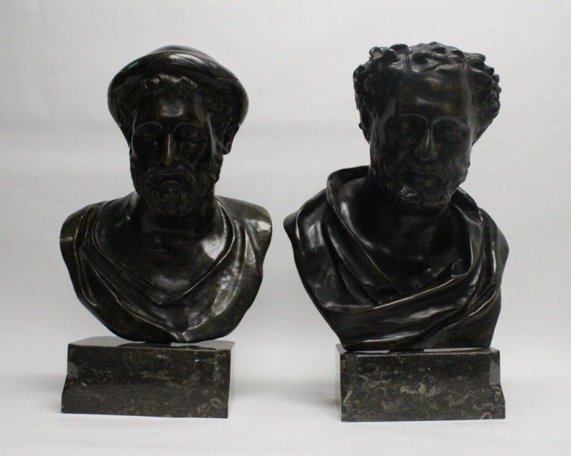 Pair of Vintage Bronze Busts:  Aristotle & Plato (1 of 10)