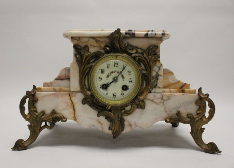 19th C French Rococo Marble & Bronze Clock Plinth (1 of 10)