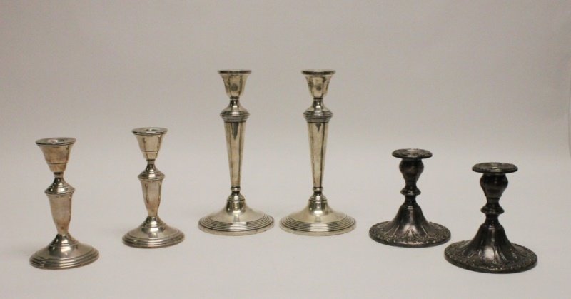 (3) Pairs Sterling Silver Candle Holders Gorham (1 of 8)