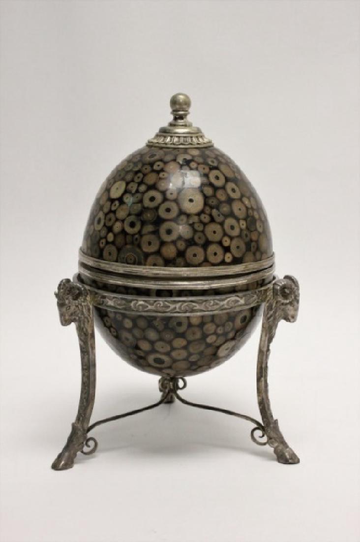 Maitland-Smith Egg Box w Silver Ram's Head Stand (1 of 9)