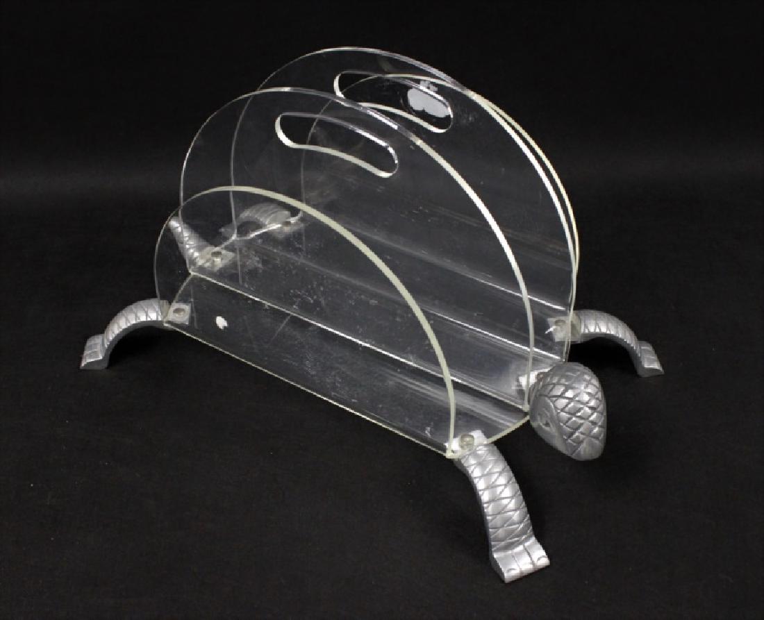 Arthur Court Lucite Aluminum Turtle Magazine Rack (1 of 9)