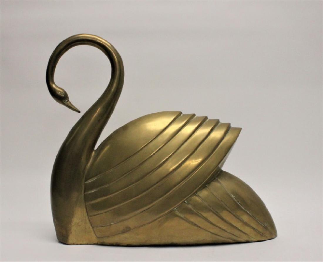 Large MCM 1986 Dolbi Cashier Art Deco Brass Swan (1 of 7)