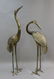 2 MCM Bronze Life Sized Sand Hill Crane Sculptures