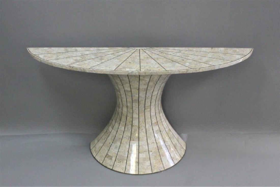 MCM Maitland Smith Stone Demilune Console Table (1 of 7)