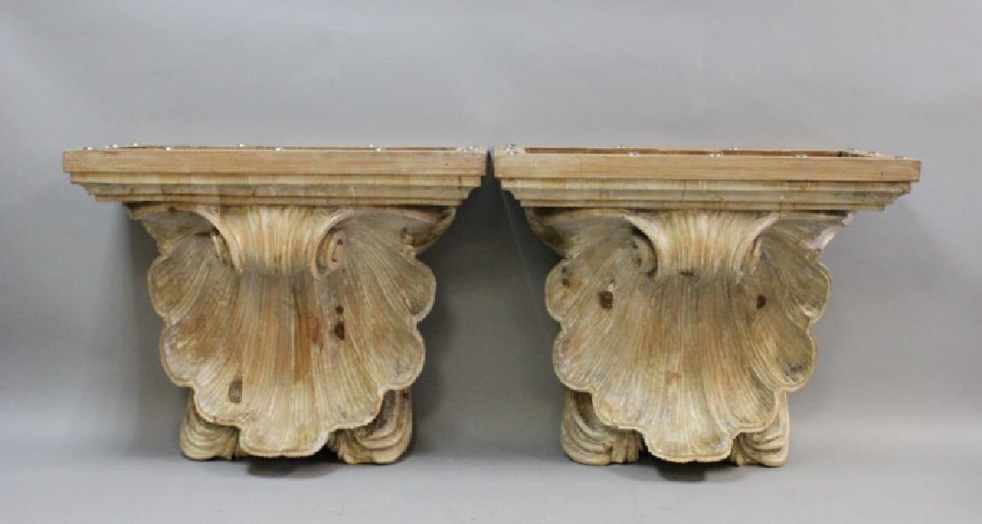 (2) Carved Wood Shell Form Console Tables or Base (1 of 9)