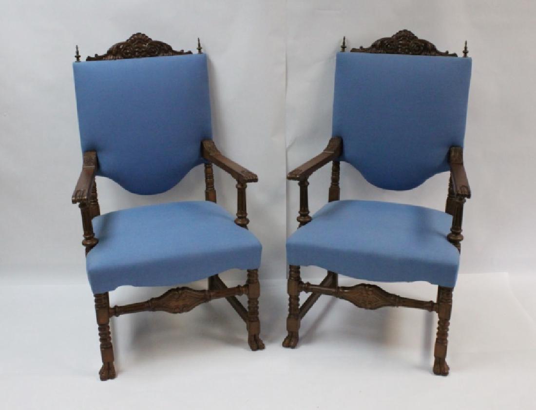 (2) 19th C. Carved Oak English Side Chairs (1 of 8)