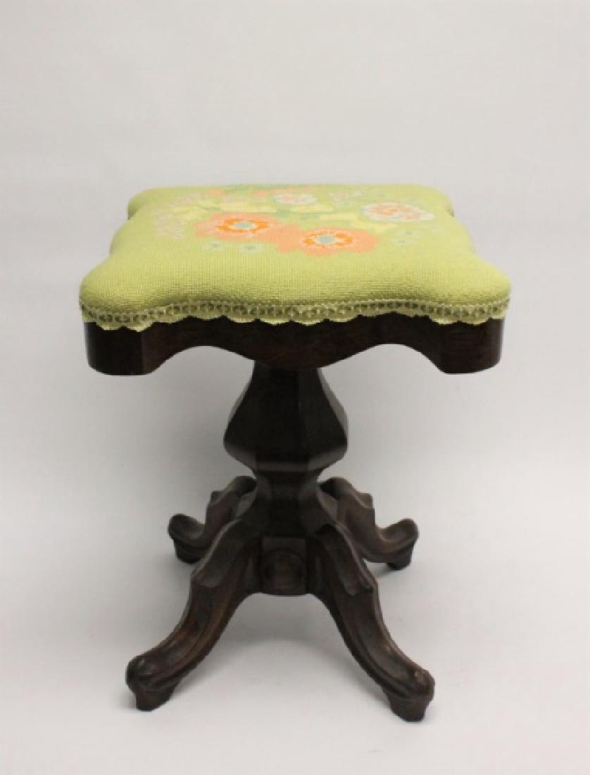 19c Victorian Carved Walnut Adjustable Piano Stool (1 of 5)
