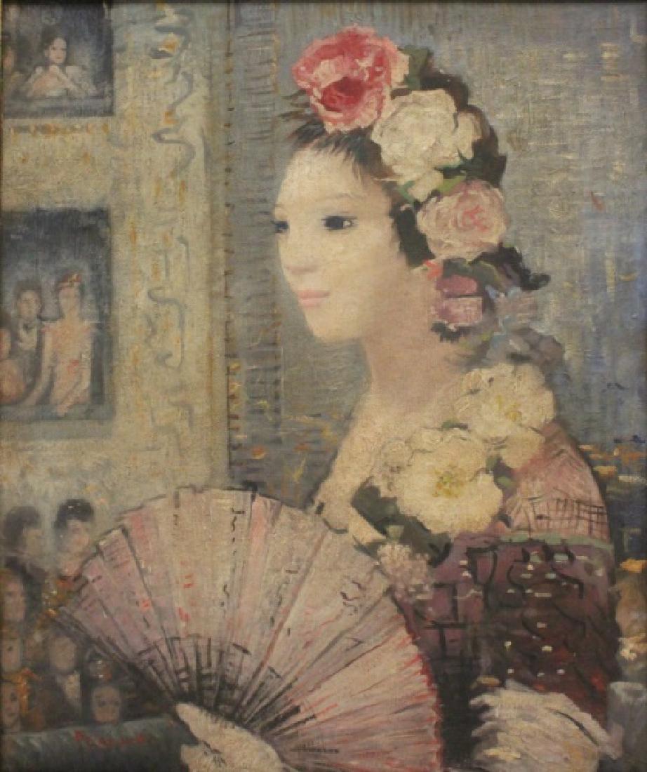 Attr. Dietz Edzard Woman w/ Fan Oil on Canvas (1 of 4)