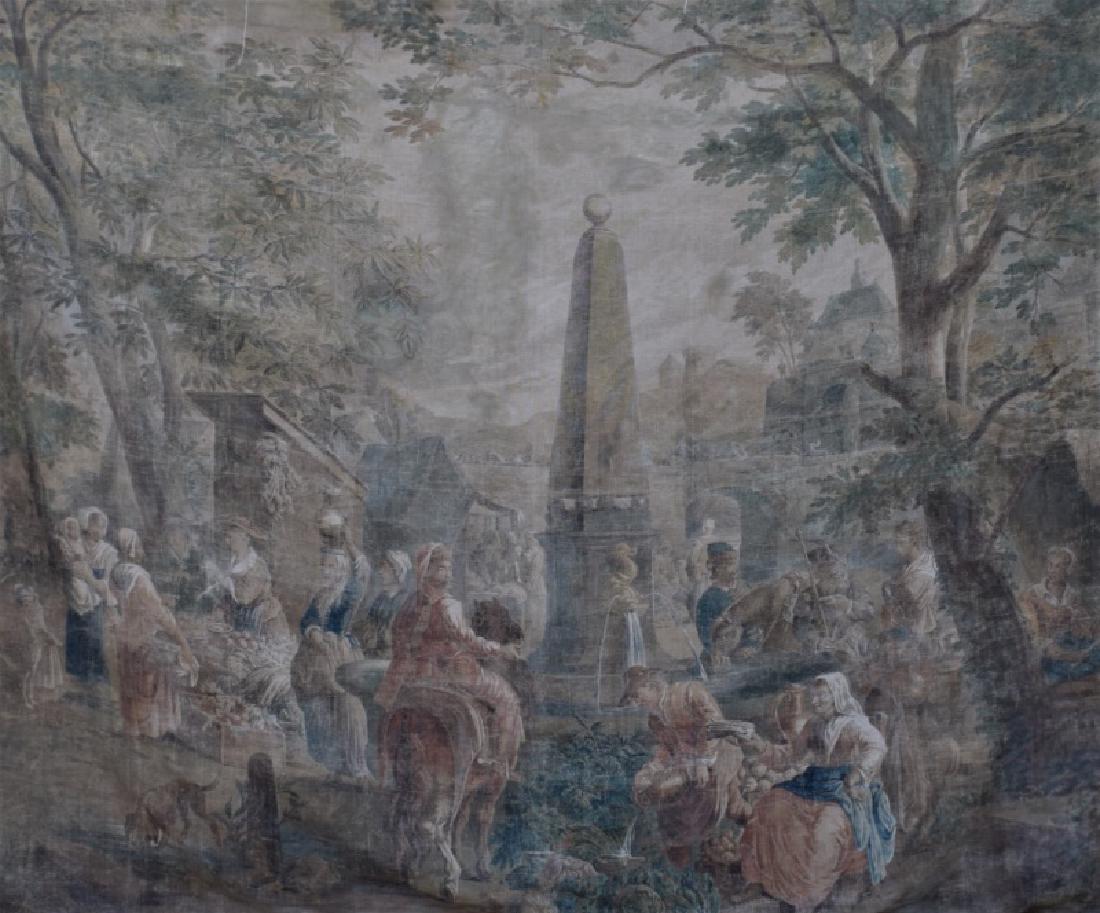19th C Wall Hanging Painted Tapestry, Renaissance (1 of 8)