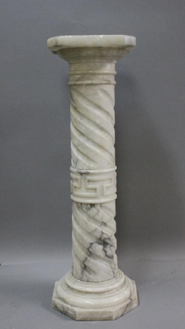 19c Neoclassical Marble Pedestal w Greek Key (1 of 5)