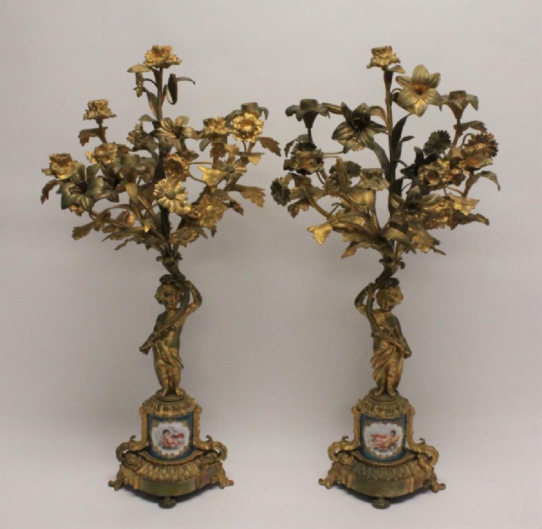 2-19c French Sevres Cherub Dore Bronze Candelabra (1 of 10)