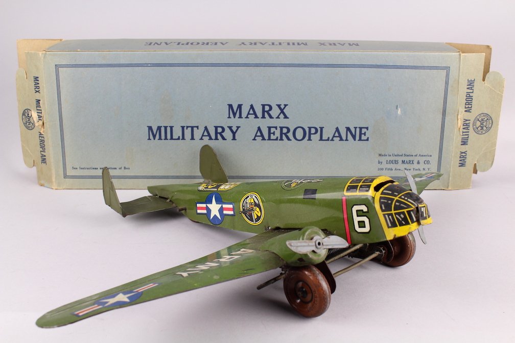 Marx Tin US Army Fighter Airplane in Box (1 of 3)