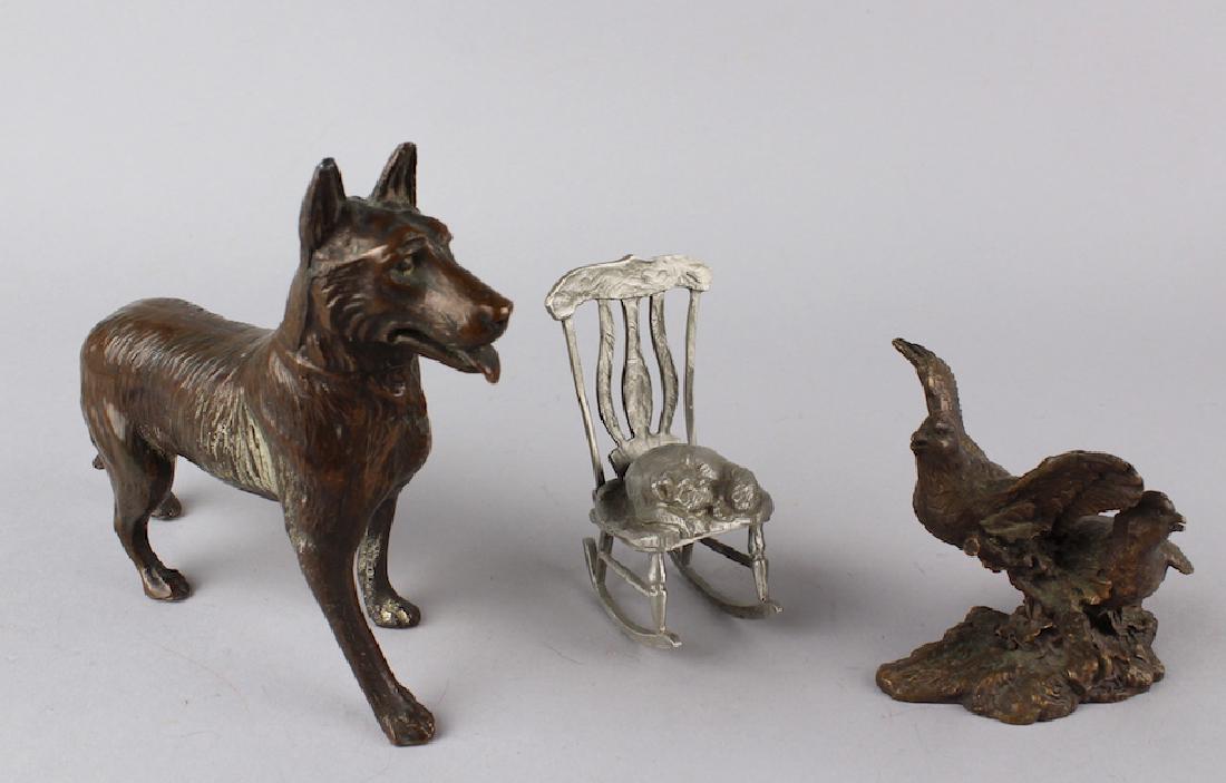 Bronze German Shepard, Bird & Rocker (1 of 3)