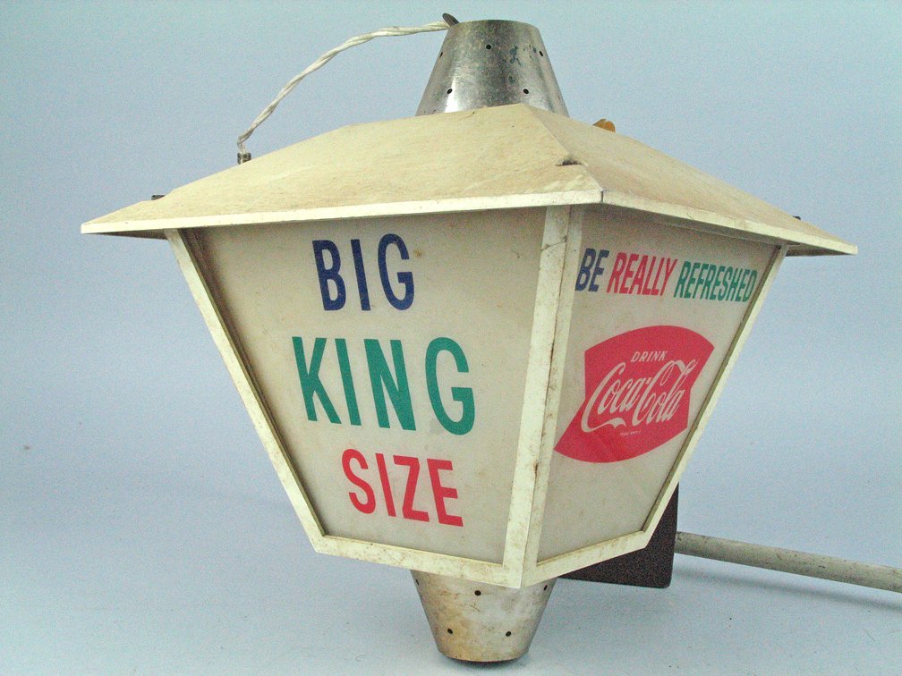 Coca Cola Hanging Advertising Light Up Sign 1950's (1 of 2)