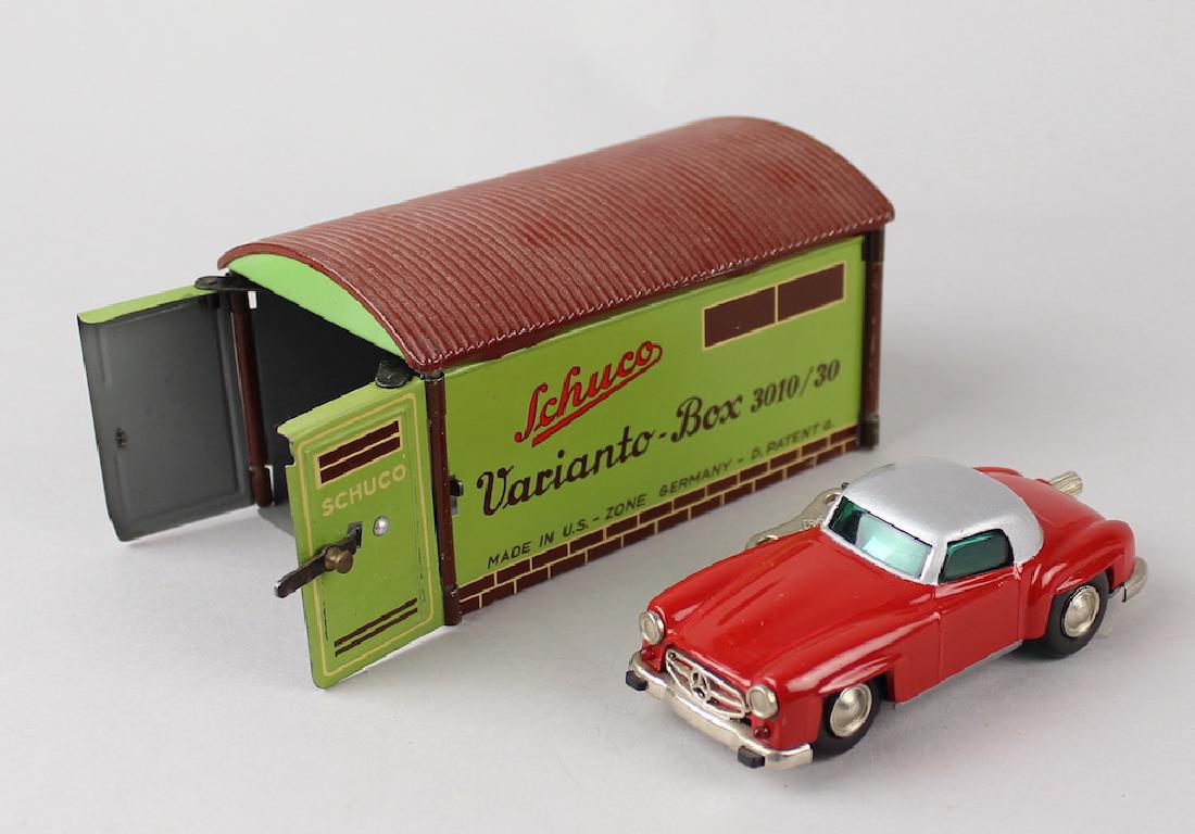 Schuco Mercedes 190SL & Garage: Schuco Mercedes 190SL microracer & Garage. Western Germany working wind up.1