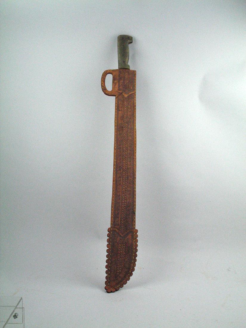 WWI Flecha Boker Machete: WWI Flecha Boker Machete, fine tooled sheath