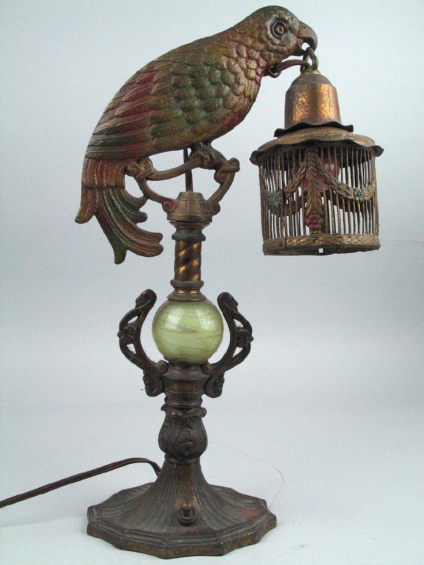 Polychrome Parrot Table Lamp Spelter 1920's (1 of 3)