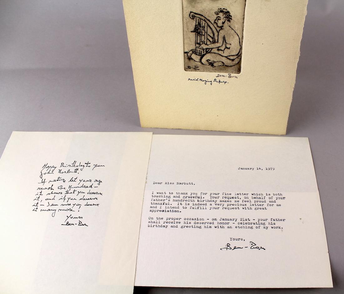 Ben Zion Signed Etching & Letter (1 of 2)