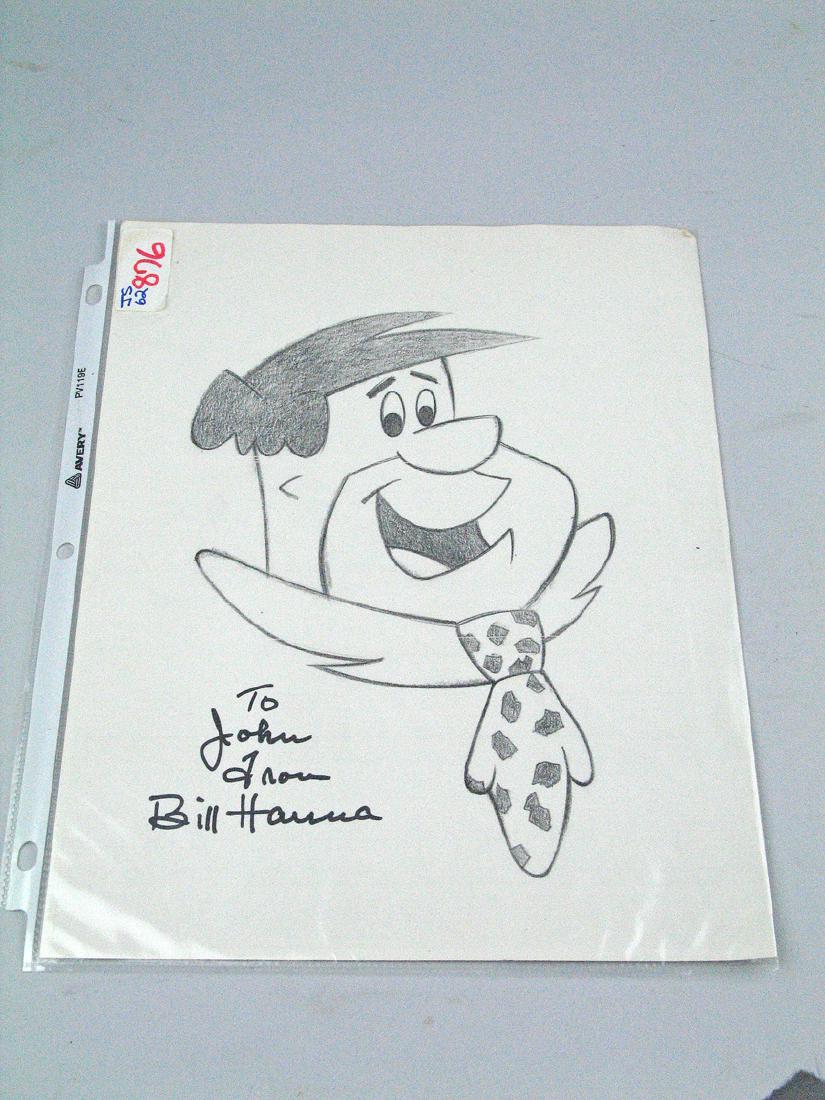 Bill Hanna Fred Flintstone Signed Art (1 of 2)