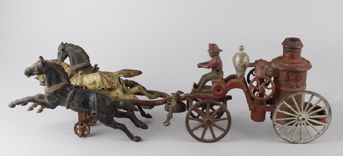 Cast iron Toy Fire Pumper with Integral Driver 25" (1 of 3)