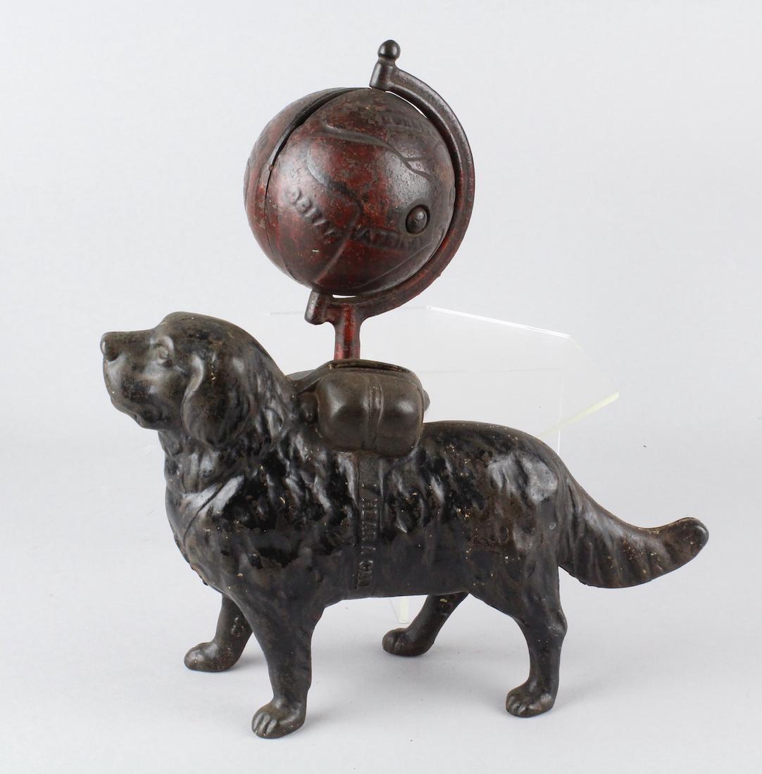 Hear A Call Dog and Grey Iron Globe Still Bank (1 of 3)