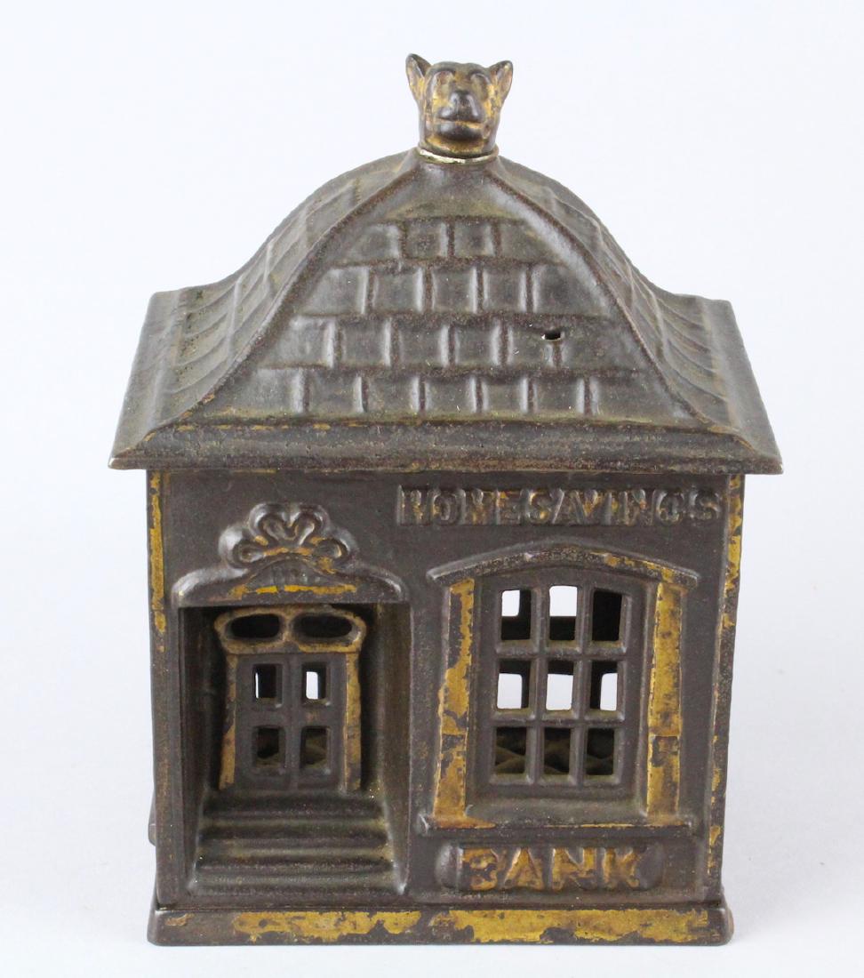 Home Savings Building Still Bank w Dog Finial 6" (1 of 3)