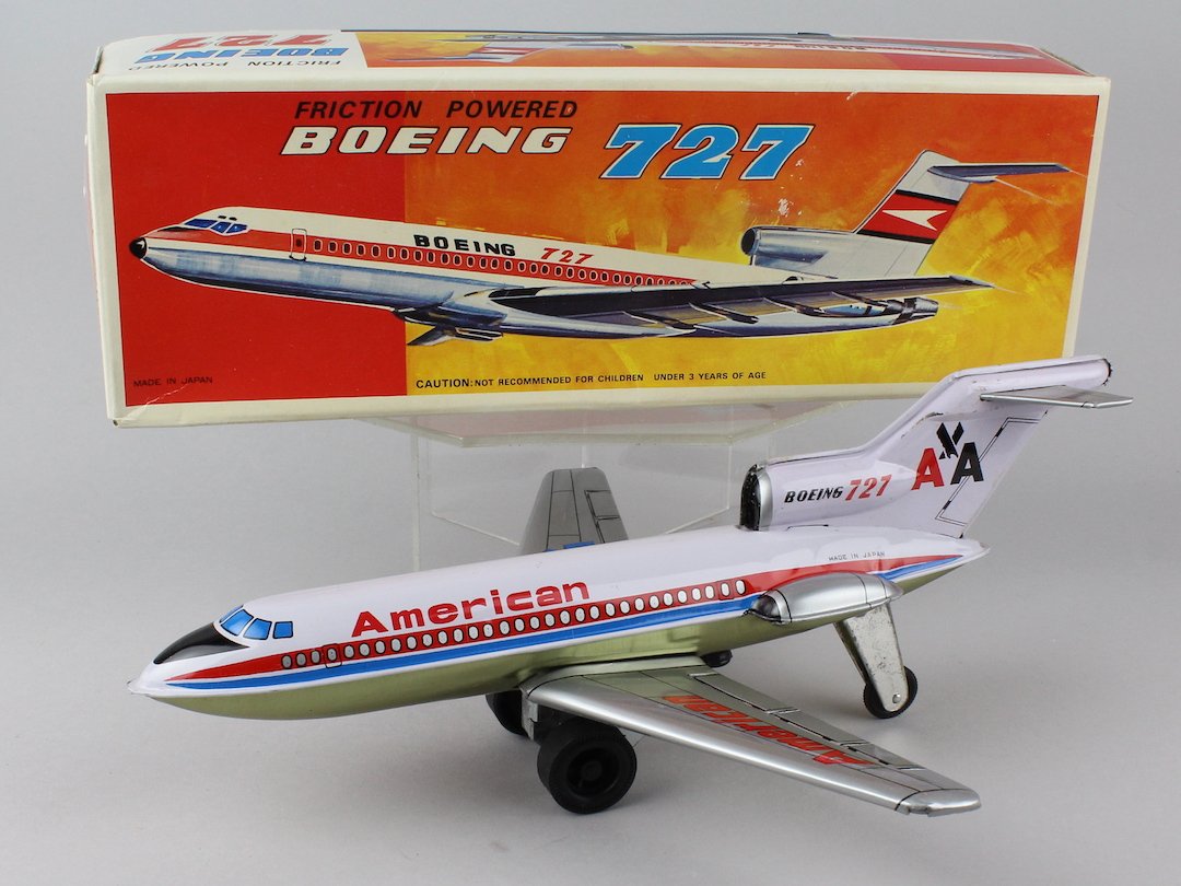 Japan Tin American Airlines Boeing 727 JET w/Box (1 of 4)