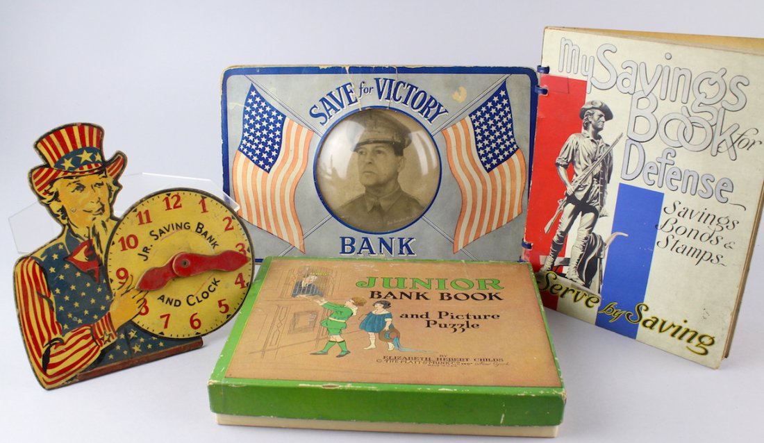 1930s WWII Banks Uncle Sam, Victory, Jr Bank, Defense (1 of 5)