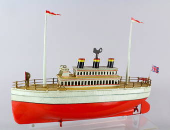 Stately Ocean Liner German Ship Carette/Bing 3 Stack