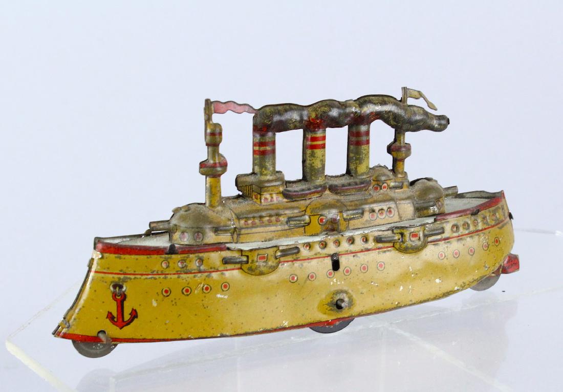 1900s Meier German Tin Penny Toy Battleship (1 of 5)