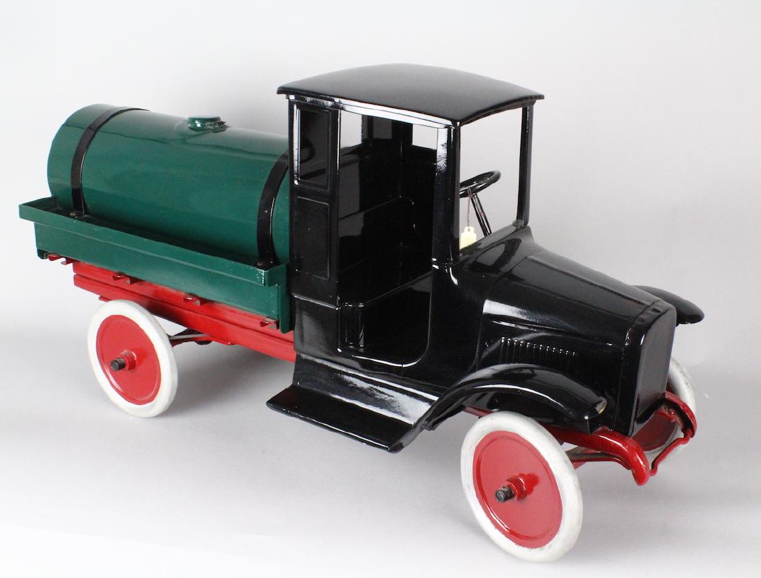 Buddy L Pressed Steel Tanker Truck: Buddy L Pressed Steel Tanker Truck. Restored example. 26 inches long.