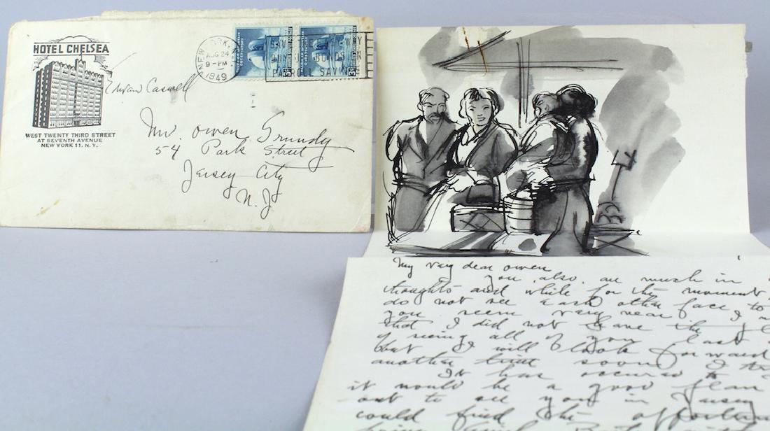 Edward Caswell Artist Signed Water Color & Letter (1 of 3)