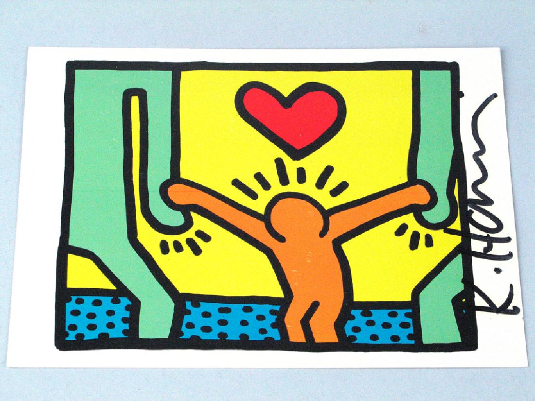 Keith Haring Postcard Signed Boy Heart (1 of 3)