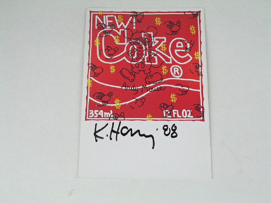 Keith Haring Coke Andy Mouse Signed Card (1 of 3)