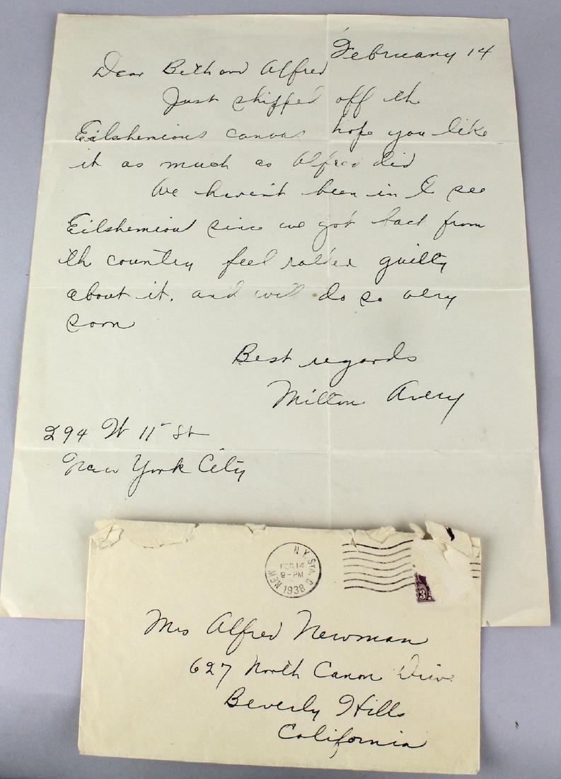 Milton Avery Signed Letter and Envelope 1938 (1 of 2)