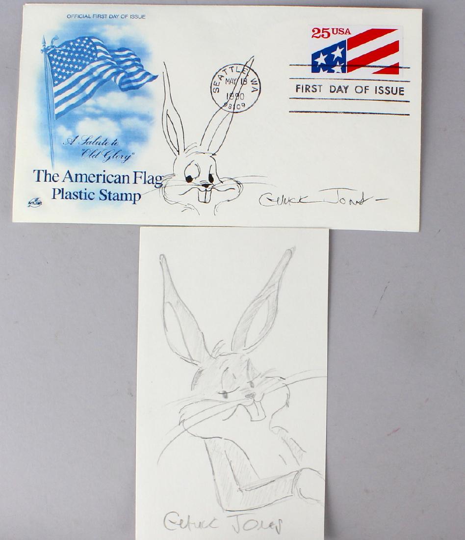 Chuck Jones Bugs Bunny 2 Signed Drawings (1 of 1)