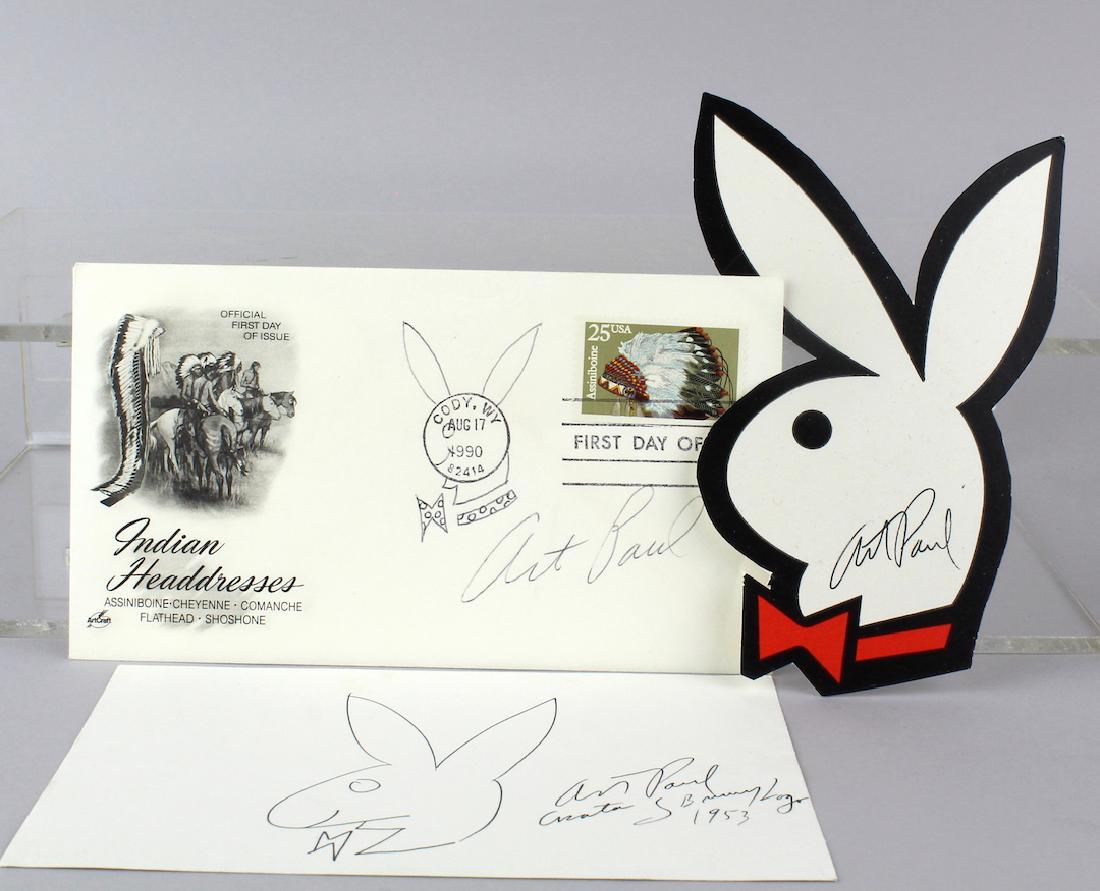 Art Paul Playboy Bunny Creator 3 Signed Drawings (1 of 2)
