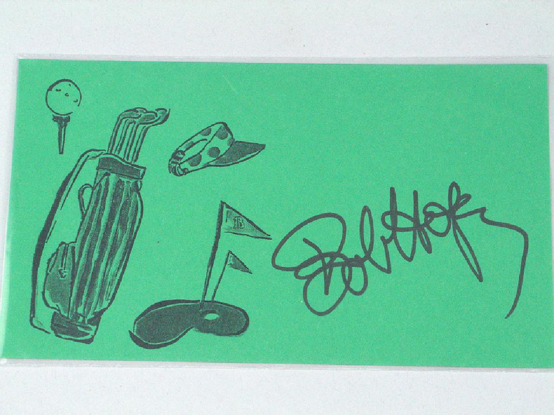 Bob Hope Signed with Golf Drawing: Bob Hope Signed, 7 x 4. Nice golf drawing signed by Hope. All autographs & signed ephemera presented here is from the Cordelia Platt autograph collection. Highly regarded in the autograph industry, Co