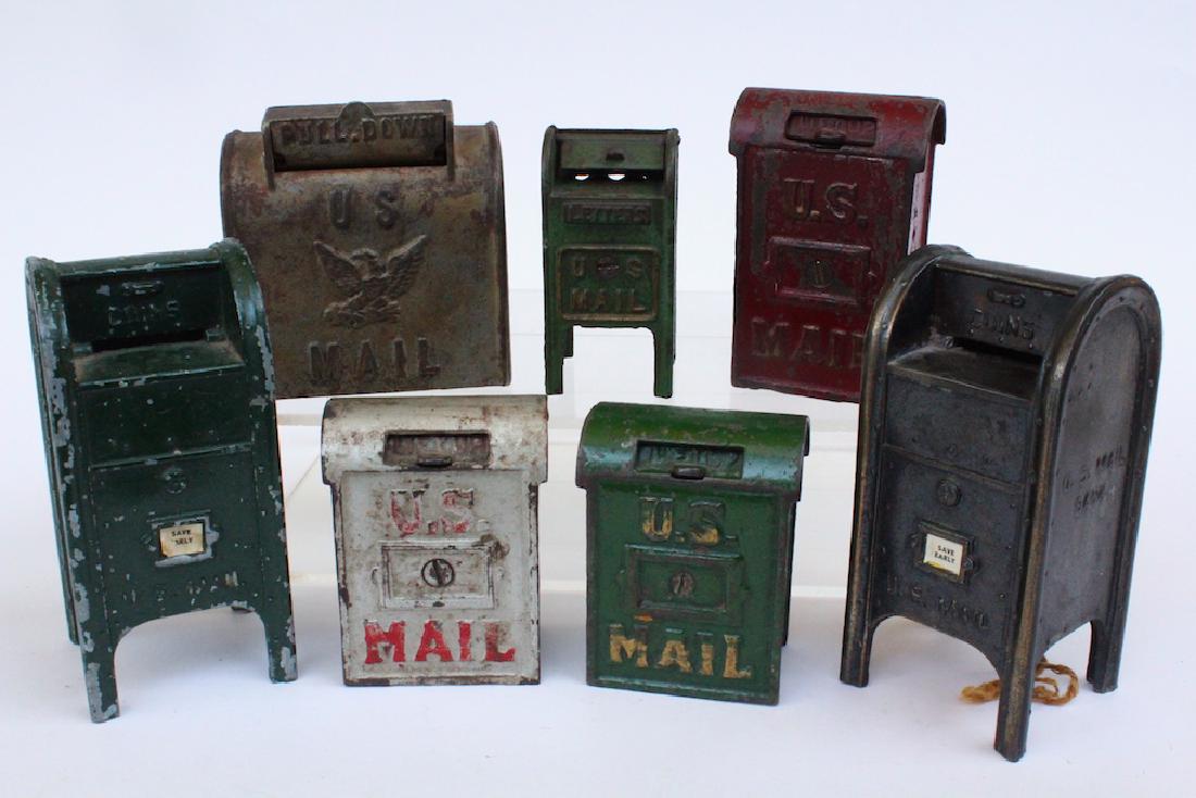 7 Cast Iron Mail Box Banks (1 of 2)