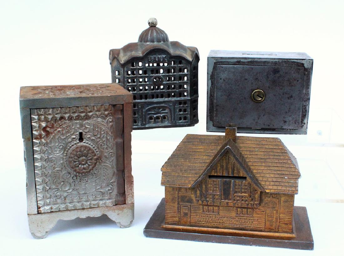 Scarce English Cottage, Treasure, Safe 4 Still Banks (1 of 2)