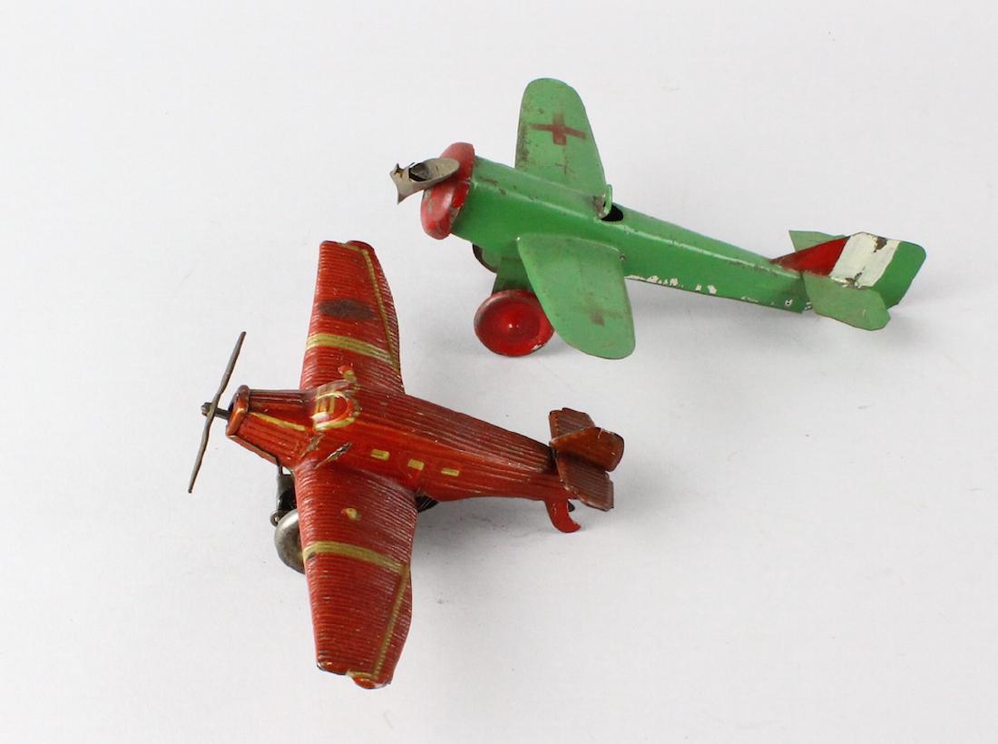 German Tin Wind Up Penny Toy Airplane & Tin Plane (1 of 4)