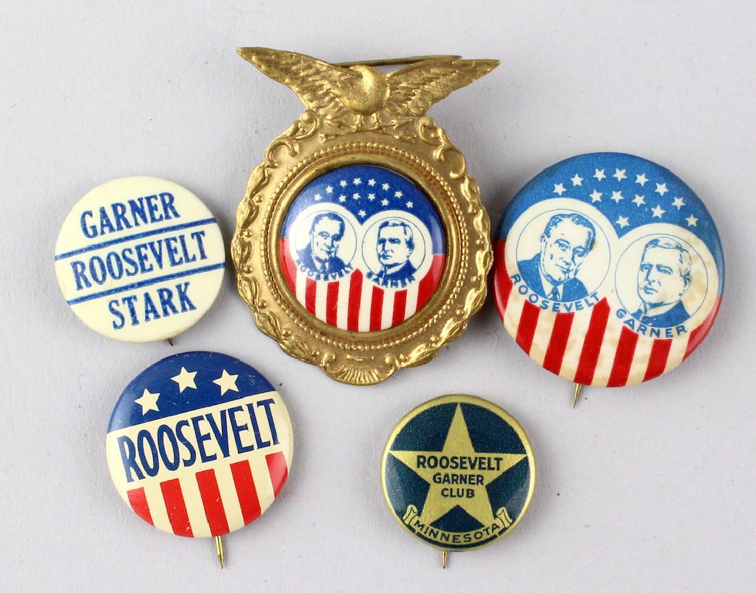 1936 Roosevelt & Garner Campaign Pins (1 of 3)
