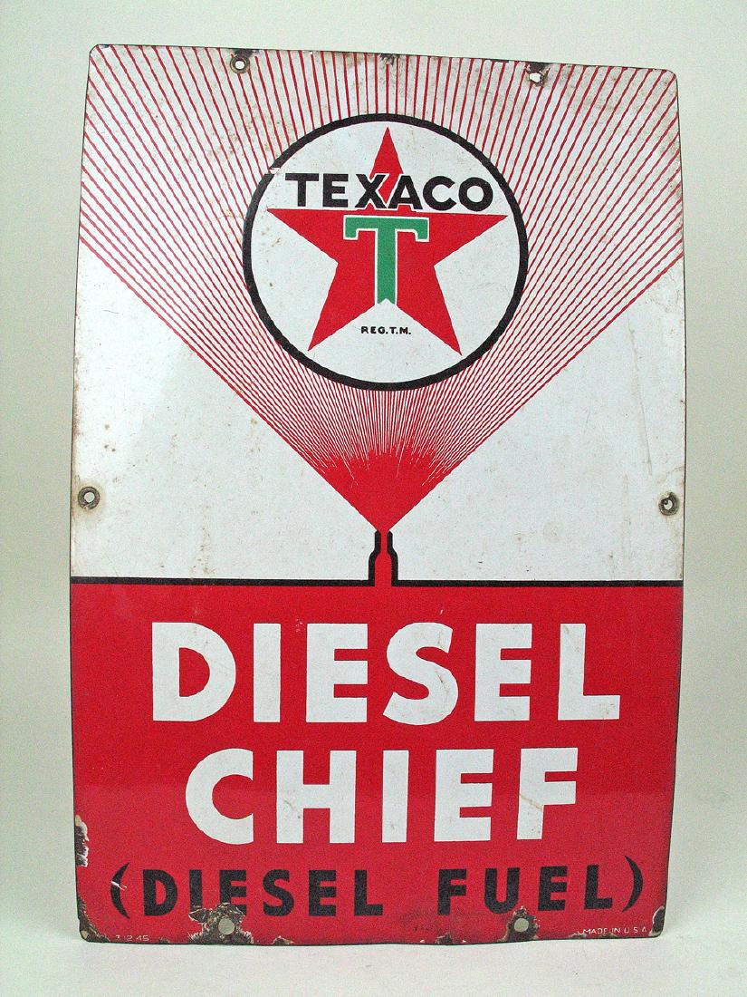 Texaco Tin Porcelain Deisel Chief Sign (1 of 4)